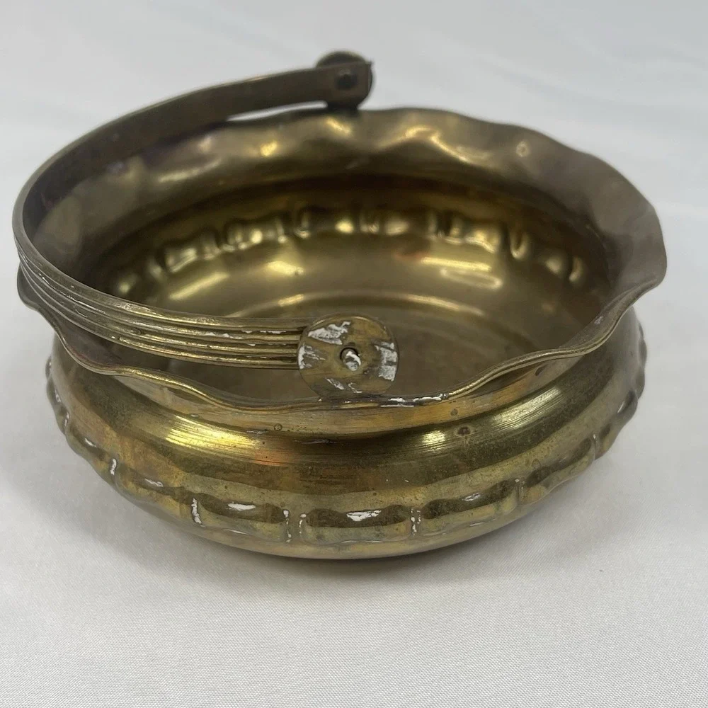 Vintage Solid Brass Basket & Votive Holders Set India Tea Light Candleholders